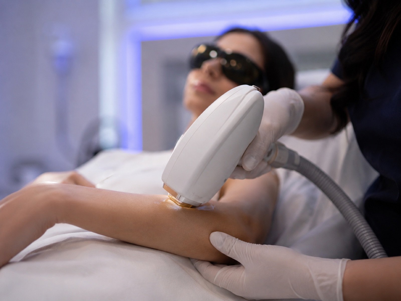 Diode laser hair removal session at a Perfect 5 Clinic in Delhi